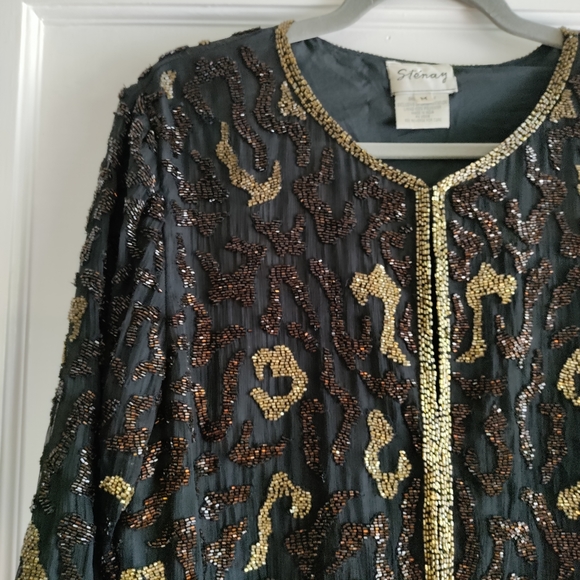 Stenay Jackets & Blazers - SOLD Vintage Beaded Leopard Print Jacket 100% Silk